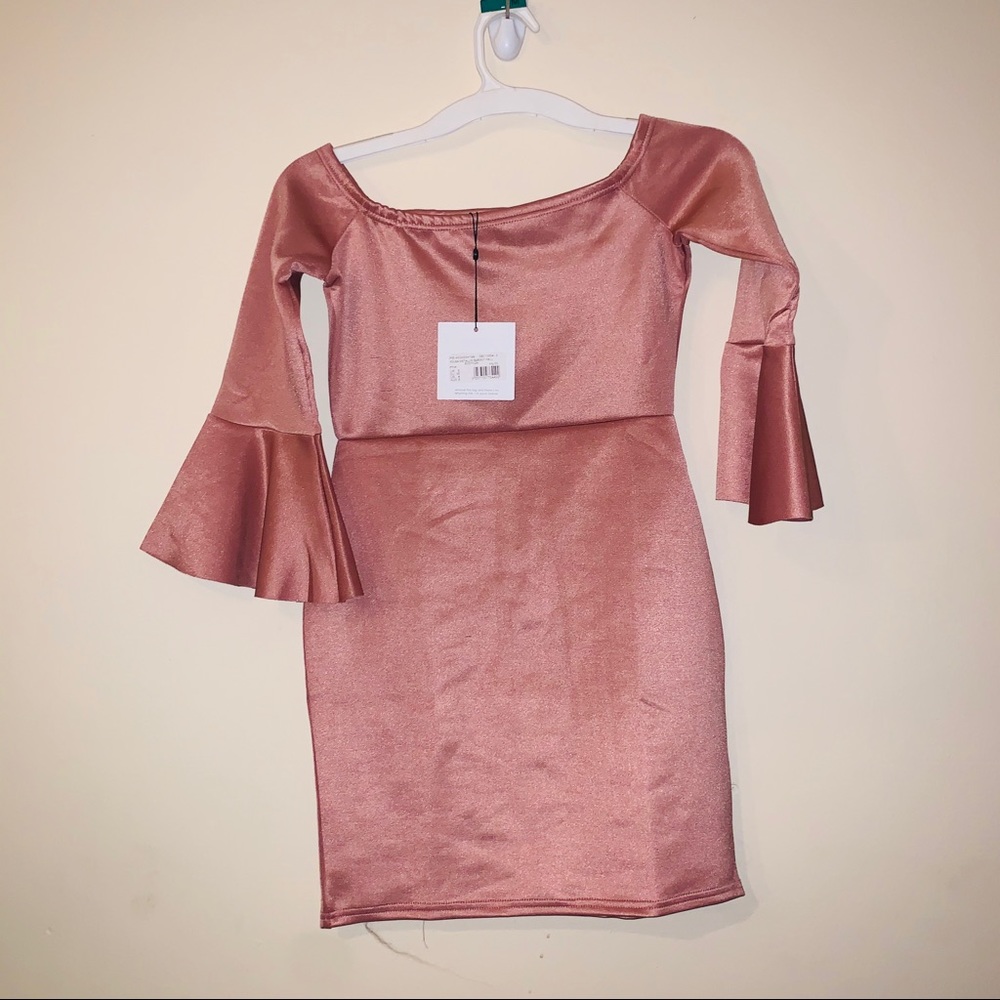 NWT Missguided Metallic Bardot Dress